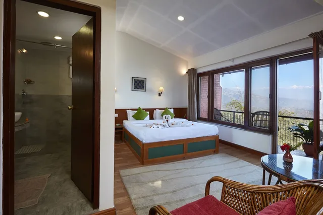 كوخ ديلوكس بسرير فردي بإطلالة على الجبل بغرفة نوم واحدة، Dhulikhel Lodge Resort 3/3