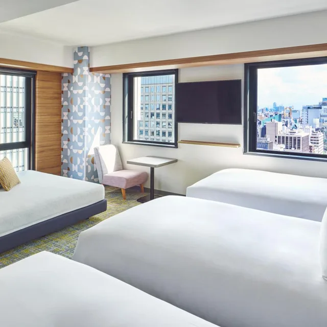 غرفة بثلاثة أسرّة بإطلالة على المدينة في طابق مرتفع، Holiday Inn Express Osaka City Centre Midosuji 2/8