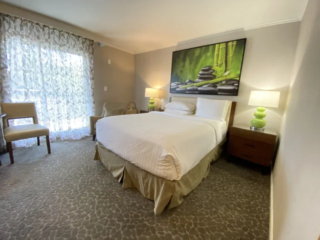 غرفة قياسية بسرير كينج بإطلالة على المسبح بشرفة، Creekside Inn Palo Alto 2/6