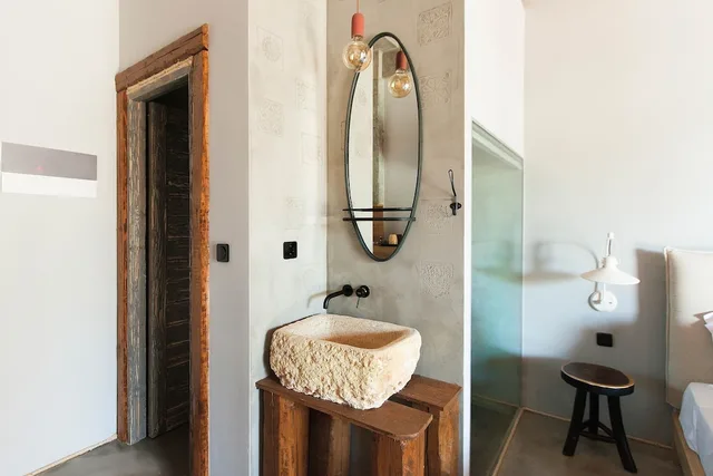 غرفة بسرير مزدوج بإطلالة على المسبح، Casa Afytos - Adults Only 6/7
