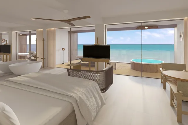 جناح جونيور بسرير كوين بإطلالة على البحر بشرفة بحوض استحمام، Villa Le Blanc Gran Melia Hotel 3/6