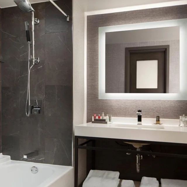 غرفة بسرير مزدوج بحوض استحمام لذوي الإعاقة، Dallas Marriott Downtown 7/9