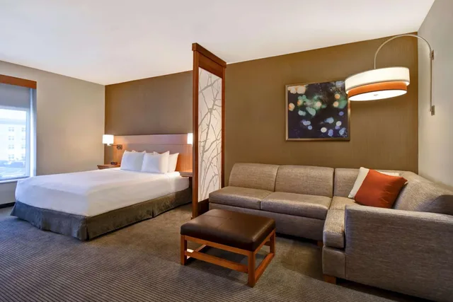 غرفة بسرير كينج مع أريكة بحوض استحمام لذوي الإعاقة، Hyatt Place Huntsville 2/5