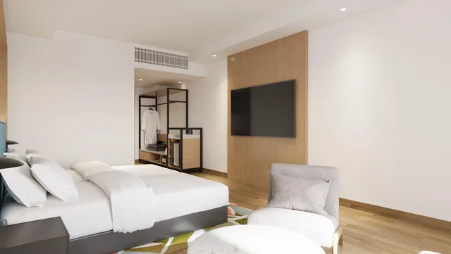 غرفة عائلية بسرير كينج وسرير كوين وسرير فردي بشرفة، M Social Resort Penang 4/8