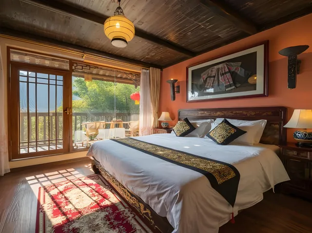 جناح ديلوكس بسرير كوين، Yangshuo Tea Cozy Boutique Hotel 1/1