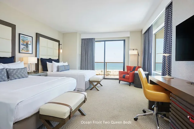 Premium, 2 Queen Beds, Ocean Front, Balcony, Dolphin Tower, Accessible، The Waterfront Beach Resort, a Hilton Hotel 2/3