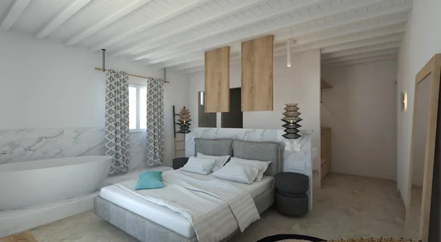 جناح جونيور بإطلالة على البحر بحوض استحمام، Apiro Mykonos 3/10