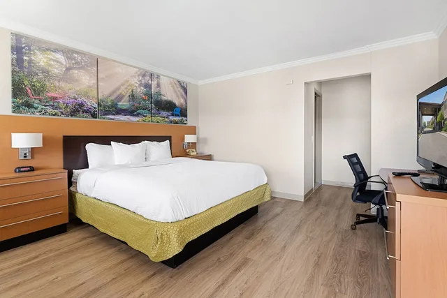 غرفة بسرير كينج بإطلالة على المسبح، Days Inn & Suites By Wyndham Roseville/Detroit Area 4/5