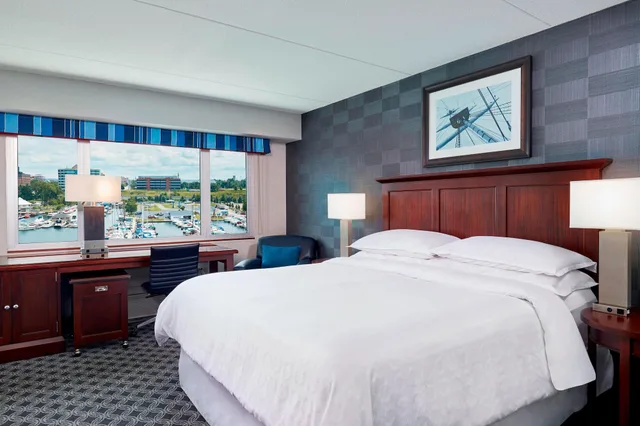 غرفة بسرير كينج بإطلالة على المرسى، Sheraton Erie Bayfront Hotel 11/16