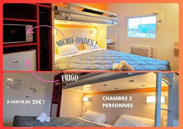 غرفة بسريرين منفصلين وسرير بطابقين، Hotel Premiere Classe Lyon East - Beynost 10/10