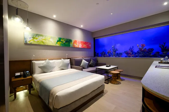 Aqua, Deluxe, Queen Bed, Sofa, Hotel H2o 1/2