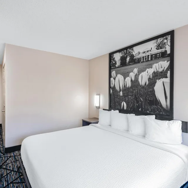 غرفة بسرير كينج بحوض استحمام لذوي الإعاقة، Super 8 by Wyndham Charlottesville 3/7