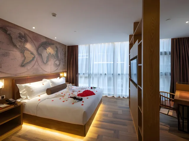 غرفة غراند رومانسية بسرير مزدوج، James Joyce Coffetel Hotel (Guangzhou Beijing Road Metro Station Pedestrian Street) 1/2