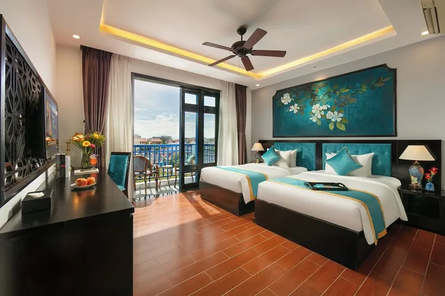 Connecting, Family, King and Twin Beds, Garden or Partial River View, Balcony، Silk River Hoi An Hotel & Spa 1/3