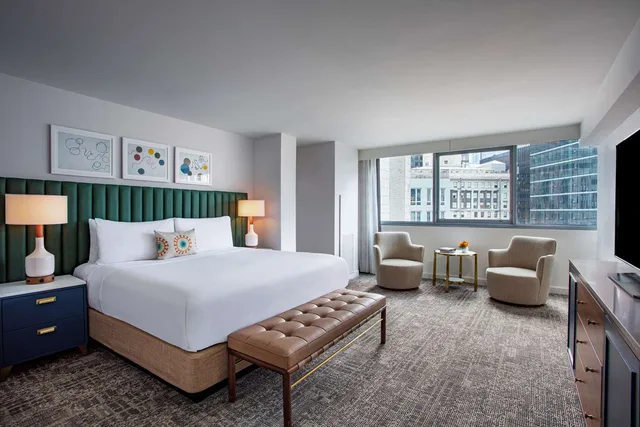 غرفة ملكية بسرير كينج بإطلالة على النهر، The Royal Sonesta Chicago Downtown 2/4