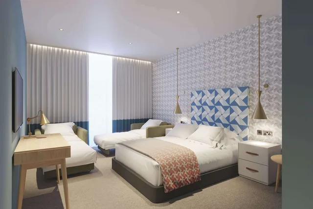 غرفة بسرير كينج وسرير فردي مع سرير إضافي، Hilton Bournemouth 5/10