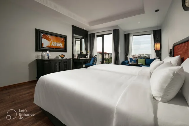 غرفة ديلوكس بسرير كينج بإطلالة على النهر، Shining Riverside Hoi An Boutique and Spa 2/5