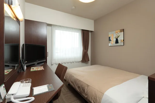 Room, Single, Double Bed, Hotel Route-Inn Toyota Jinnaka 3/8