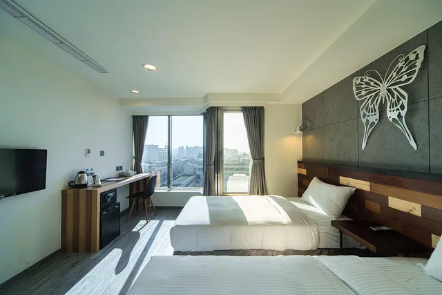 غرفة بسريرين منفصلين بإطلالة على المدينة، Xinshe Hotel Hsinchu 1/2