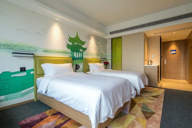 غرفة ديلوكس بسريرين منفصلين بإطلالة على المدينة، Hampton by Hilton Hangzhou Binjiang 1/1
