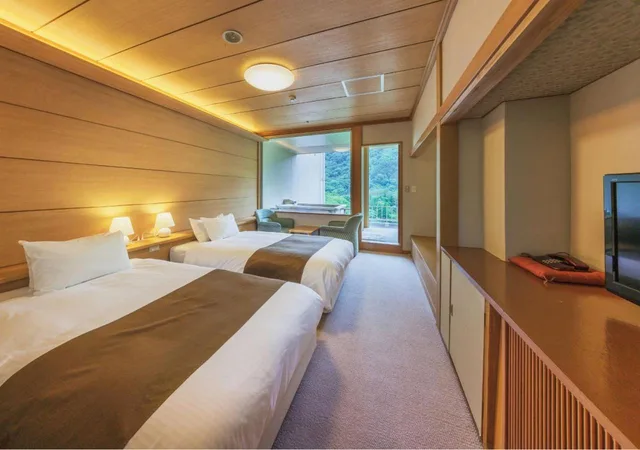 Twin Beds, Valley View, Outdoor Bath، Marumine Kanko Hotel 1/4