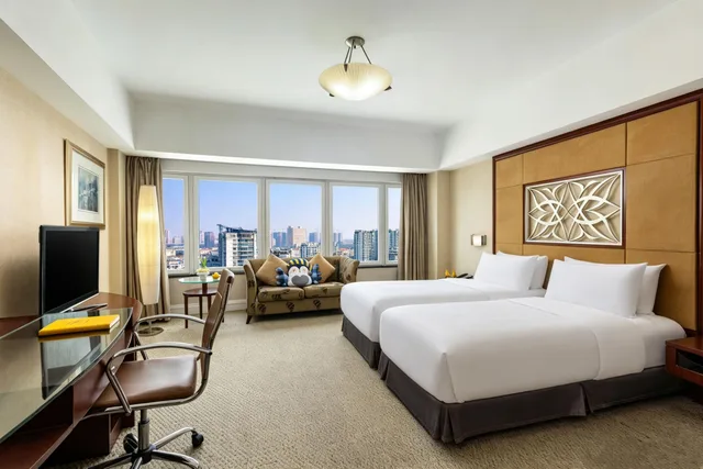 غرفة قياسية بسريرين منفصلين بإطلالة على المدينة في طابق مرتفع، Fudu Grand Hotel Changzhou 2/3
