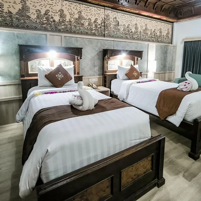 غرفة بسرير مزدوج أو سريرين منفصلين بإطلالة على المسبح، Melasti Beach Bungalows And Spa 7/10