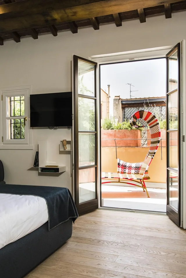 غرفة ديلوكس بسرير مزدوج بشرفة، Hotel Milu Florence 6/8