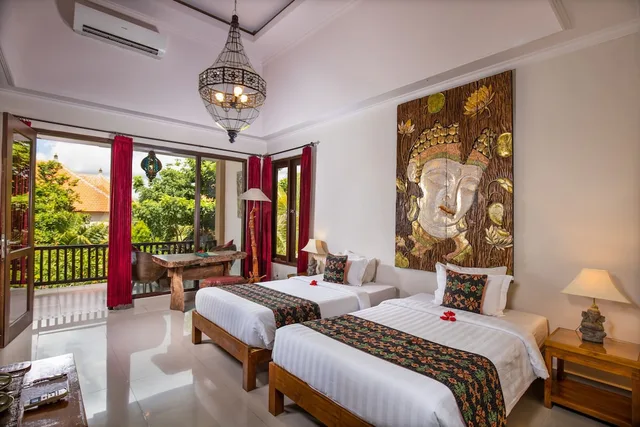 غرفة بسريرين منفصلين بإطلالة على الحديقة، GREEN FIELD HOTEL AND BUNGALOW 2/3