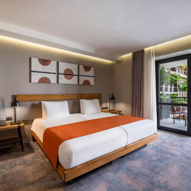 غرفة ديلوكس بسرير مزدوج أو سريرين منفصلين بإطلالة على الحديقة، Iota Hotel Tbilisi 1/2