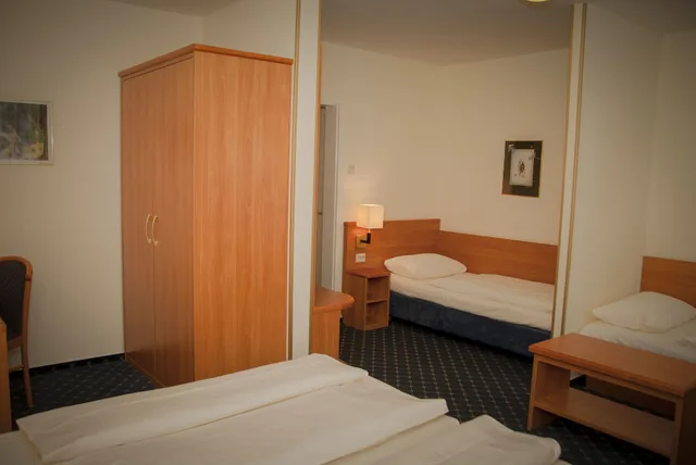 غرفة قياسية رباعية بسرير مزدوج وسريرين منفصلين، Elbbrucken Hotel 5/9