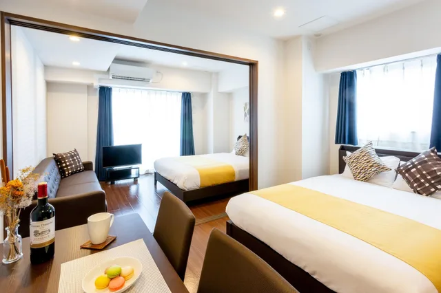 Type A, Deluxe, 2 Double Beds, Sofa، Bon Condo Namba Nipponbashi 1/1