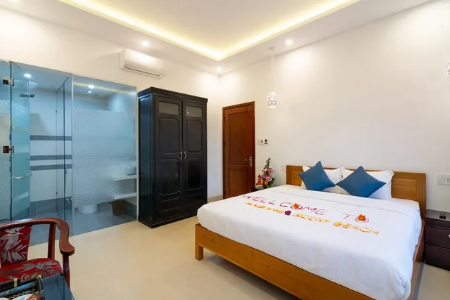 غرفة ديلوكس بسرير مزدوج أو سريرين منفصلين بشرفة، An Bang Scent Beach Homestay 4/10