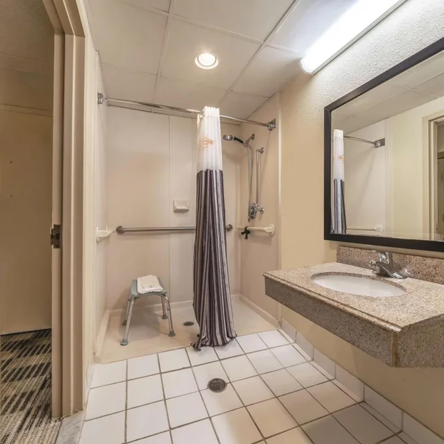 غرفة بسرير كينج بحوض استحمام لذوي الإعاقة، Ramada by Wyndham Fairfield NJ 3/3