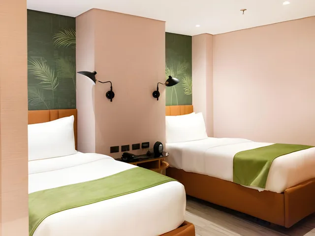 Interior, Twin Beds, No Window, Ironwood Hotel 1/2