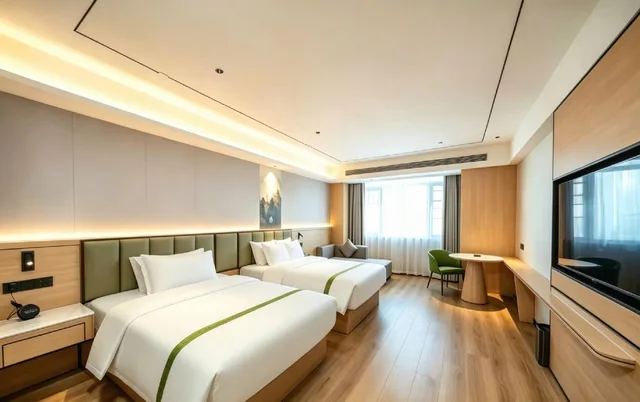 غرفة عائلية بسرير كينج وسرير فردي، GreenTree Inn Xuzhou West District Huohua Shell Hotel 3/4