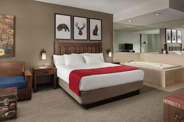 غرفة بسرير كينج مع أريكة بحوض جاكوزي، Great Wolf Lodge Pocono Mountains, PA 1/5