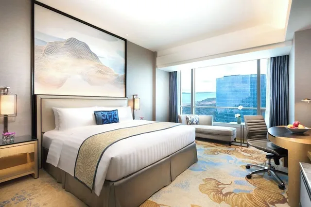 غرفة ديلوكس بسرير كينج بإطلالة على البحر، Shangri La Xiamen 2/10