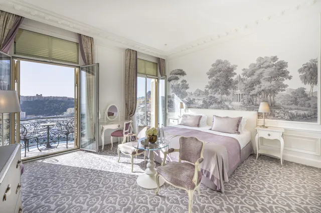 غرفة حصرية بسرير كينج بإطلالة على البحر بشرفة، Hotel Hermitage Monte Carlo 3/4