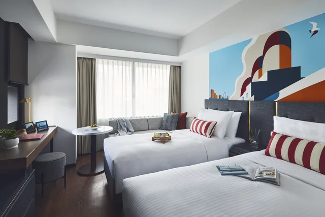 غرفة بريميير بسريرين منفصلين، Citadines Harbour Front Yokohama 1/1