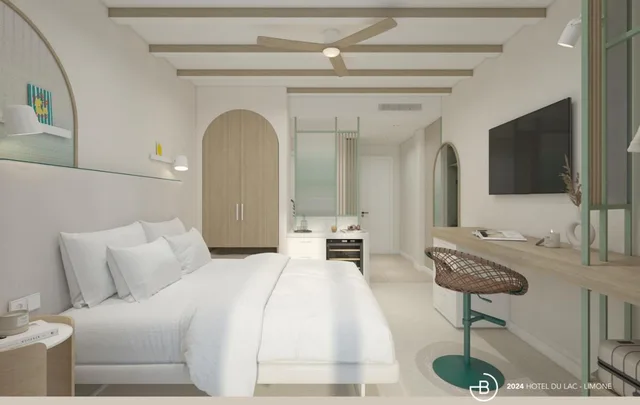 غرفة بسرير مزدوج بإطلالة على البحيرة، Hotel Du Lac 3/8