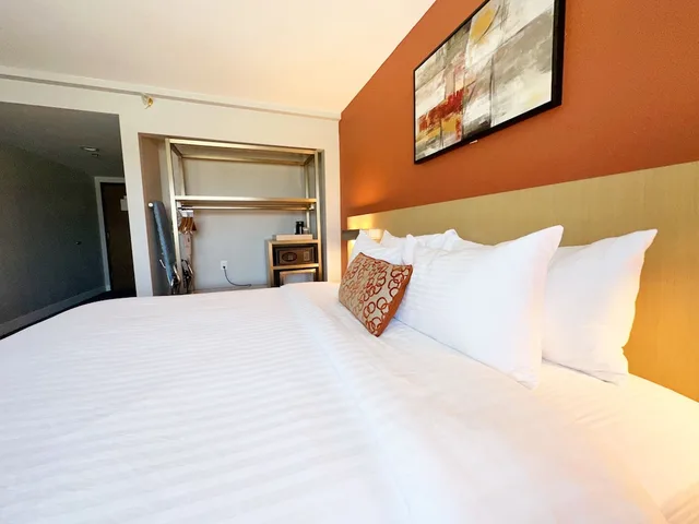 غرفة بسرير كينج بحوض استحمام لذوي الإعاقة، Lincoln Hotel Monterey Park Los Angeles 9/10