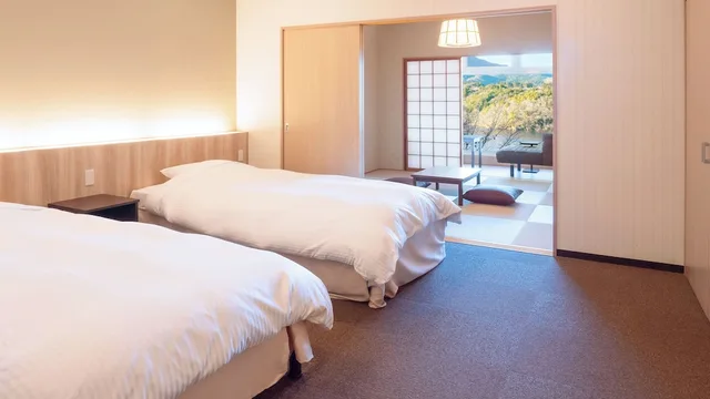 غرفة يابانية غربية سوبيريور بسريرين منفصلين وفرشتي فوتون بحوض استحمام، Ooedo Onsen Monogatari Enakyo 2/3