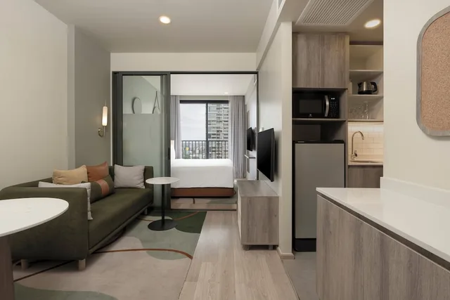 جناح بسرير فردي بشرفة بغرفة نوم واحدة بمطبخ، Staybridge Suites Bangkok Sukhumvit 4/4