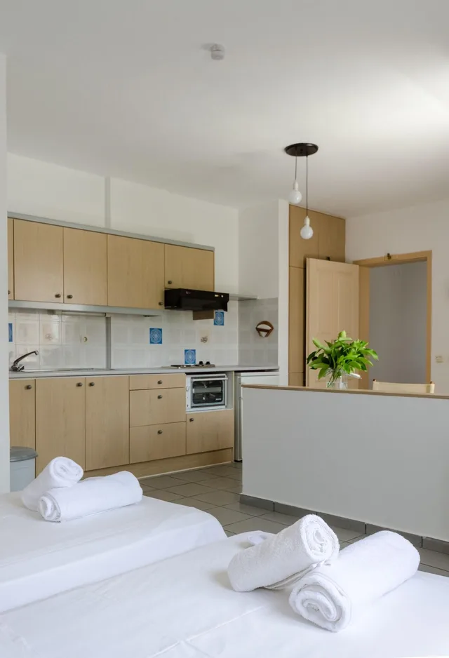 غرفة بسرير مزدوج أو سريرين منفصلين بإطلالة على الجبل، Happiness Apartments 3/5