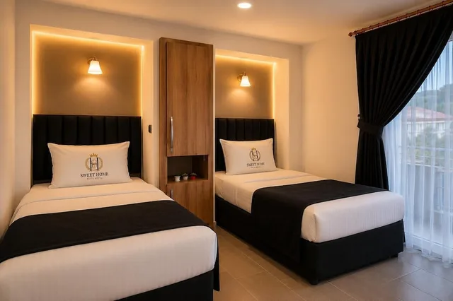 جناح كومفورت بسريرين منفصلين وسرير كينج بإطلالة على البحر بغرفتي نوم، Sweet Home Suite Hotel 5/9