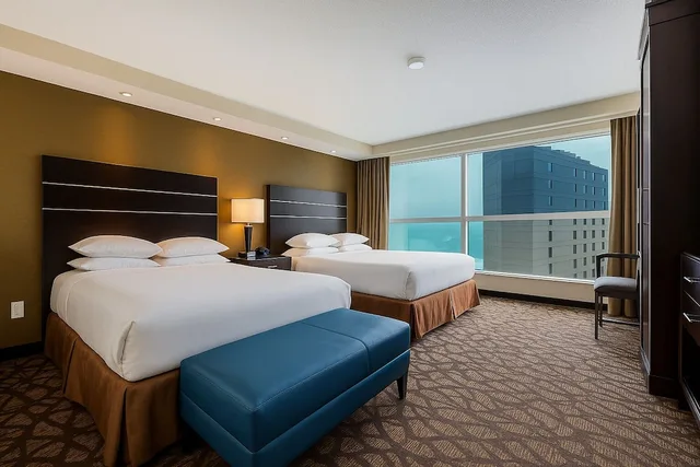 Room, 2 Queen Beds, Partial Falls View, Sofa, Jetted Tub، Embassy Suites By Hilton Niagara Falls Fallsview 3/7