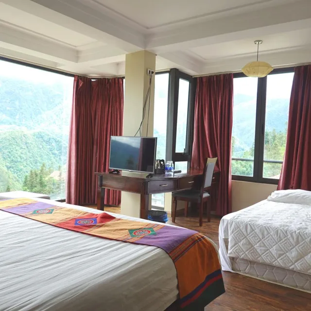 غرفة بسرير مزدوج بإطلالة على الجبل، Sapa Vista Hotel 4/10