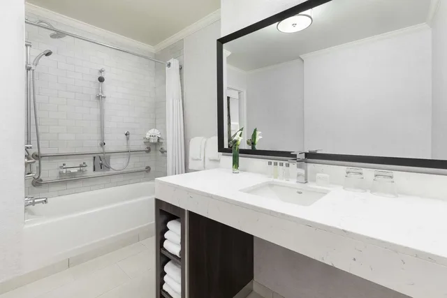 غرفة بسرير مزدوج بحوض استحمام لذوي الإعاقة، Hilton Boston Park Plaza 3/4