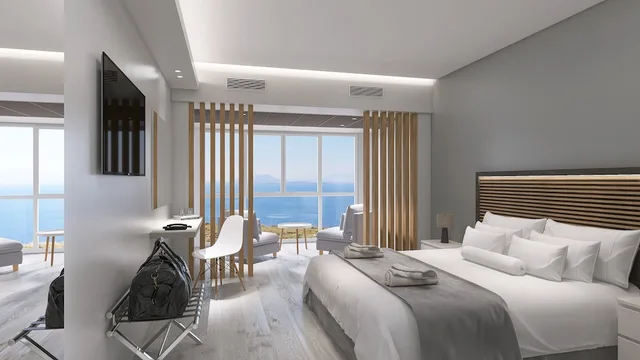 Junior Suite, Studio, Double Bed, Partial Sea View, Sofa، Antigoni Hotel 1/2